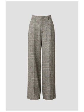 New Scotch & Soda Linen Hana High Rise Wide Leg Trouser Pants Plaid Check Long